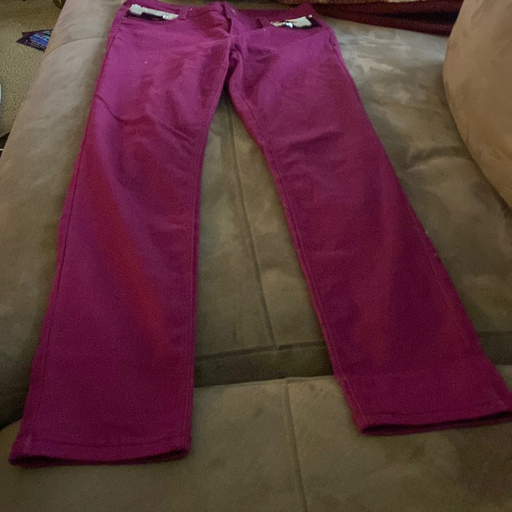 Members mark fuscia long starch Jean pants